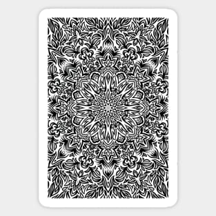 Black and White Floral Mandala Sticker